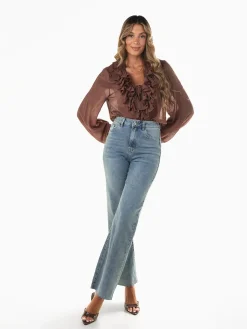 Calças de ganga straight fit cintura alta