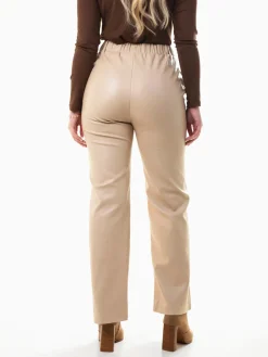 Calças efeito pele de cintura alta