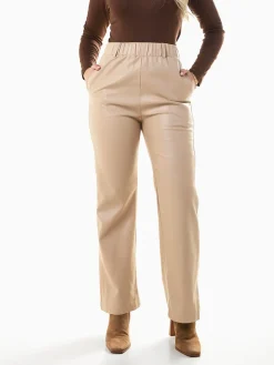 Calças efeito pele de cintura alta