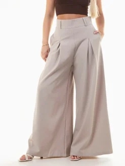 Calças elegantes wide leg com pinças