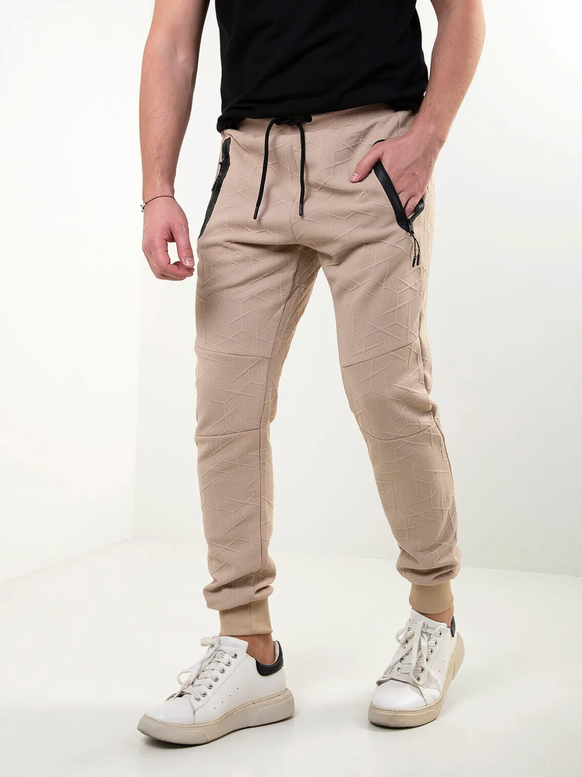 Calças fato treino malha texturizada