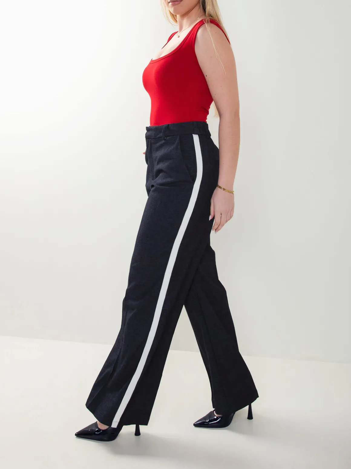 Calças fluídas azul marinho