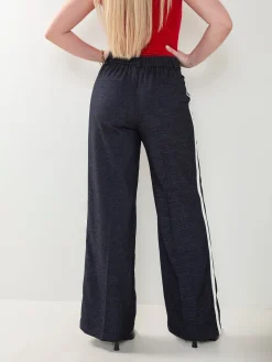 Calças fluídas azul marinho