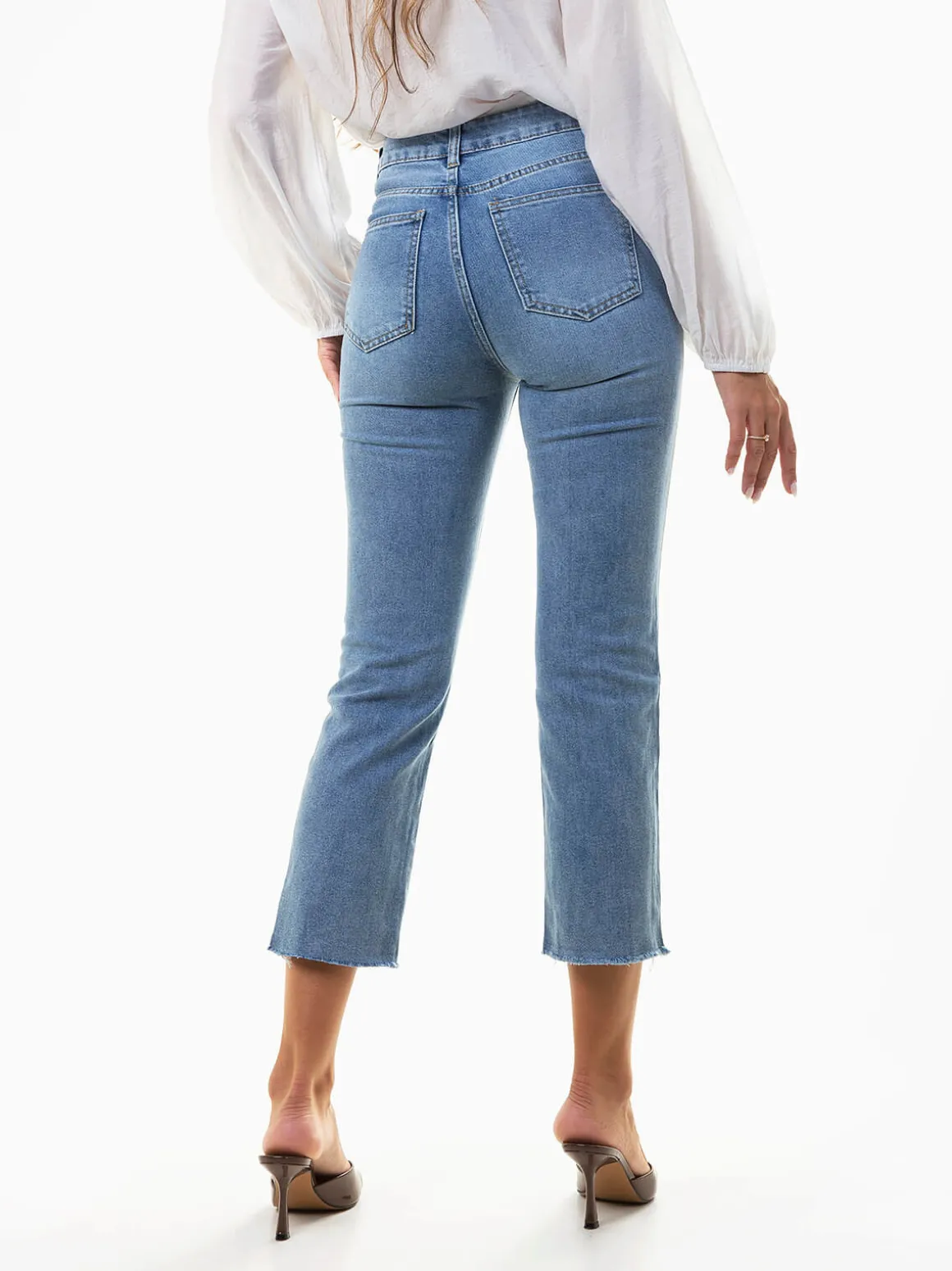 Calças ganga azul claro mom fit