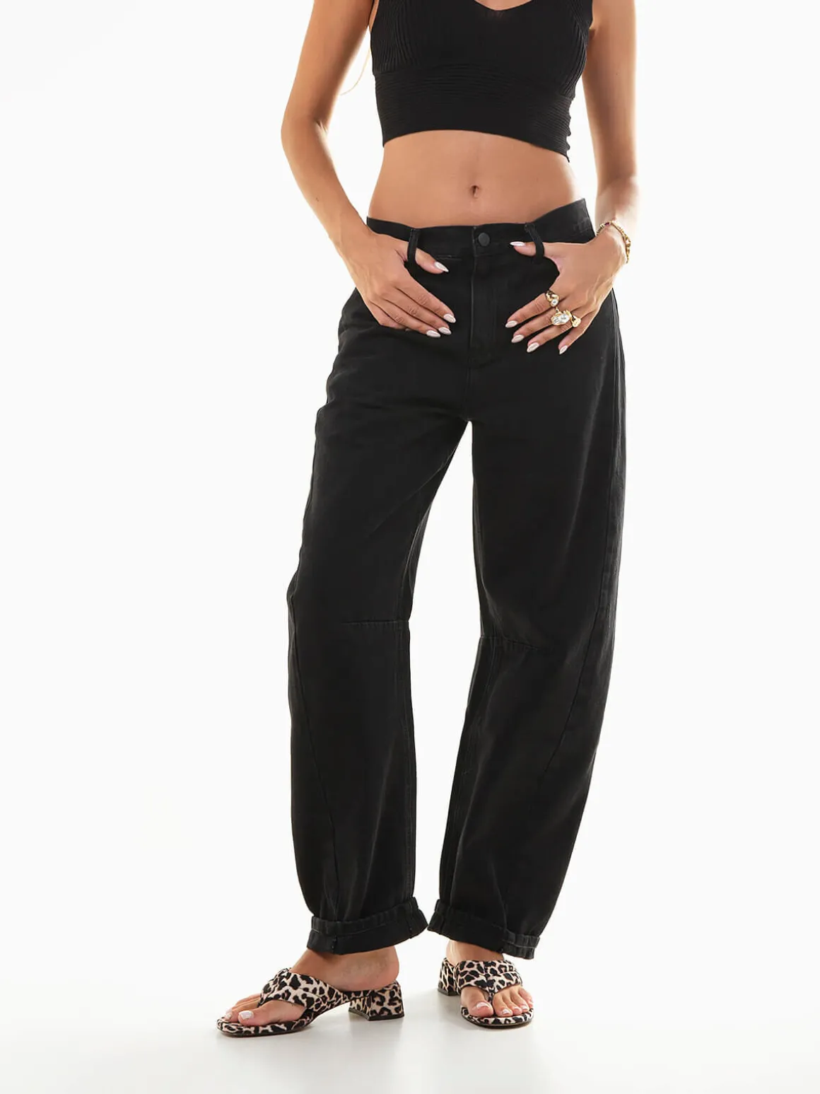 Calças ganga balloon pretas