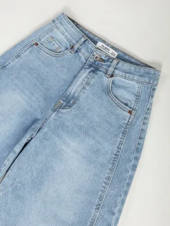 Calças ganga barrel azul claro