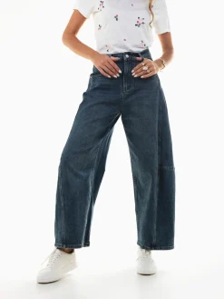 Calças ganga barrel cintura alta