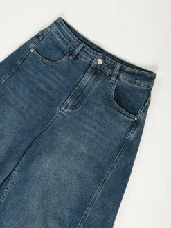 Calças ganga barrel cintura alta