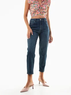 Calças ganga boyfriend cintura alta