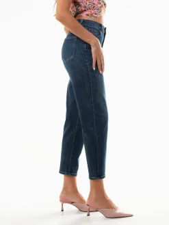 Calças ganga boyfriend cintura alta