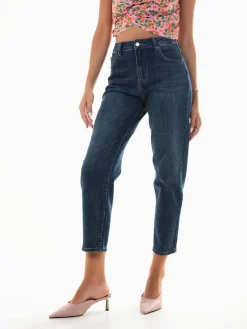 Calças ganga boyfriend cintura alta