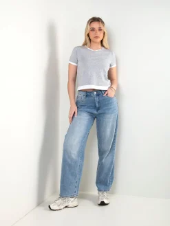 Calças ganga boyfriend de cintura alta