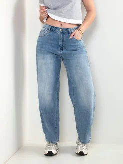 Calças ganga boyfriend de cintura alta