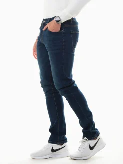 Calças ganga elásticas com botões