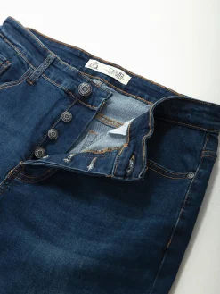 Calças ganga elásticas com botões