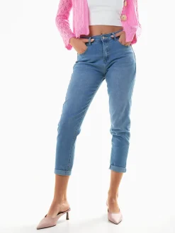 Calças ganga mom fit push-up