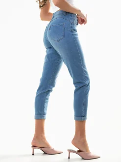 Calças ganga mom fit push-up