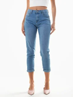 Calças ganga mom fit push-up