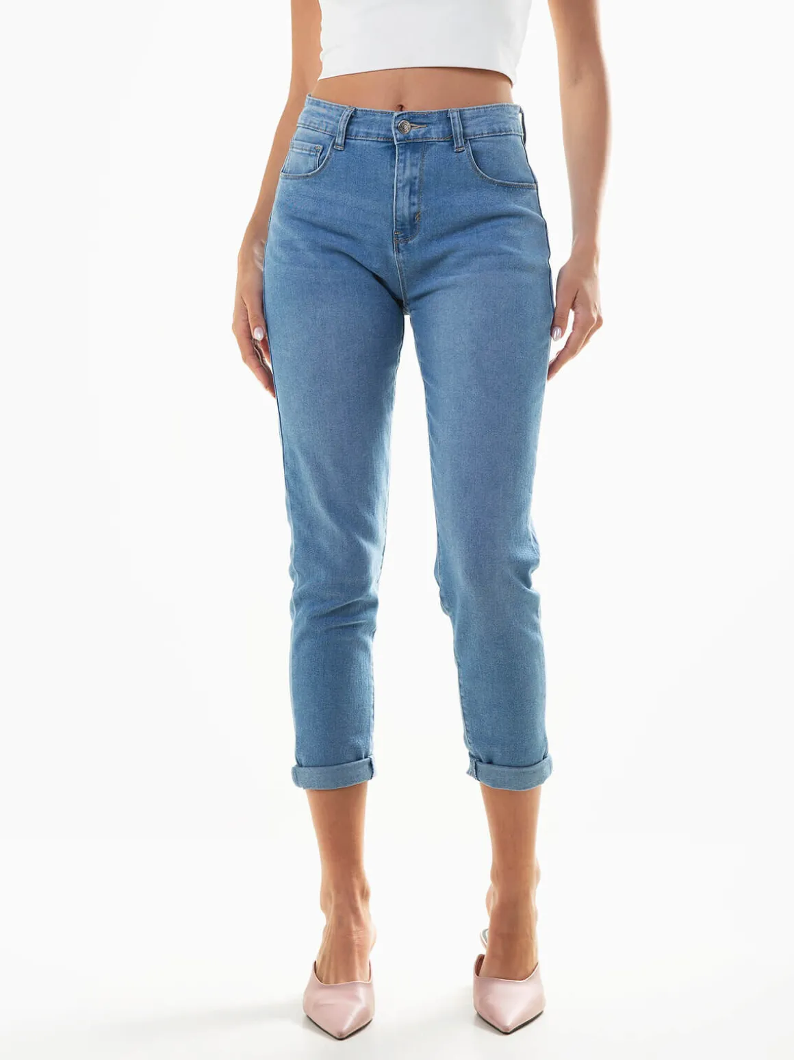 Calças ganga mom fit push-up