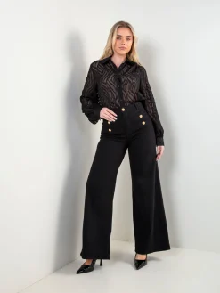 Calças ganga palazzo pretas