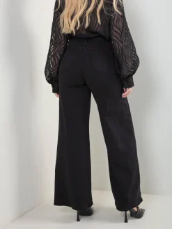 Calças ganga palazzo pretas