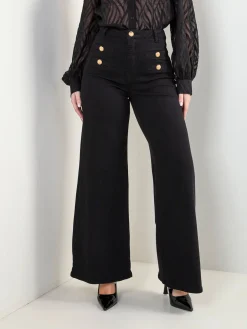 Calças ganga palazzo pretas