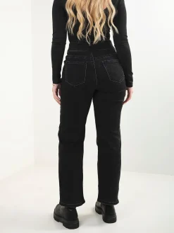 Calças ganga pretas com botões