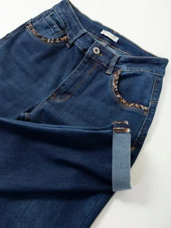 Calças ganga push-up com animal print