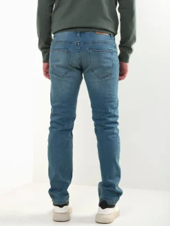 Calças ganga regular fit azul médio