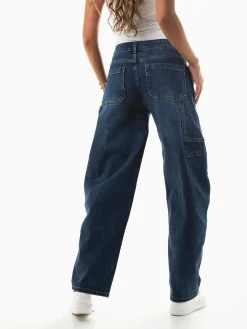 Calças ganga skater cintura média