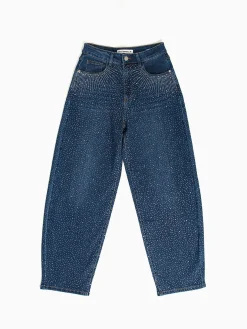 Calças ganga skater com strass