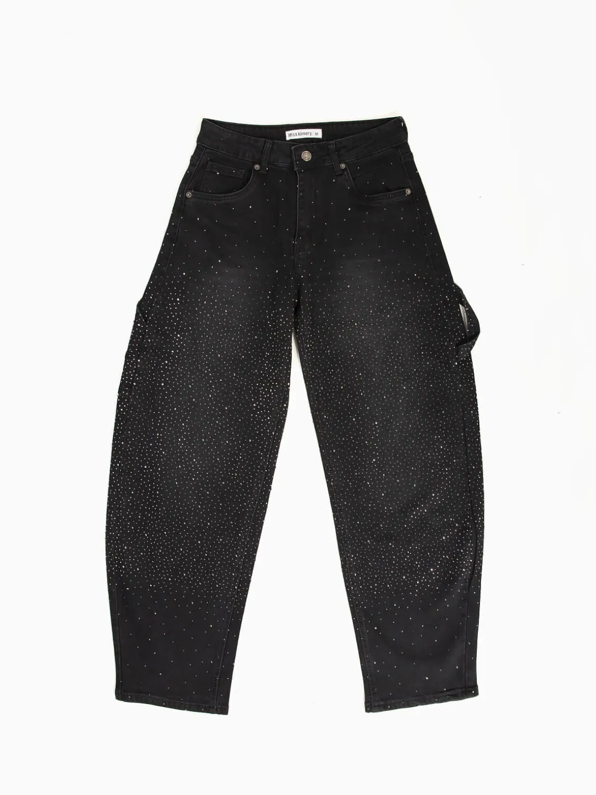 Calças ganga skater pretas com strass