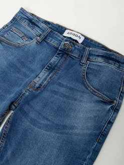 Calças ganga slim fit azul médio