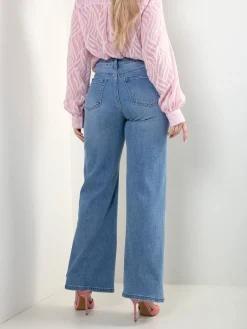 Calças ganga wide leg azul claro