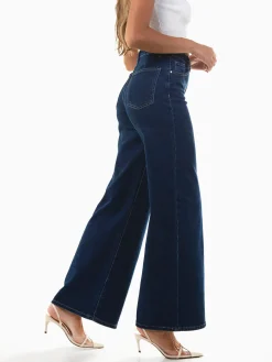 Calças ganga wide leg azul escuro