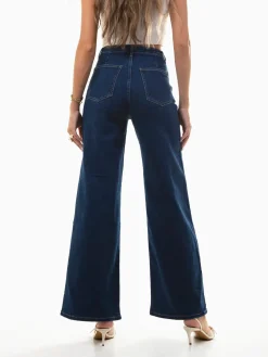 Calças ganga wide leg azul escuro