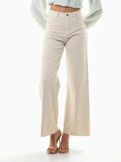 Calças ganga wide leg bege