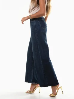 Calças ganga wide leg cintura alta