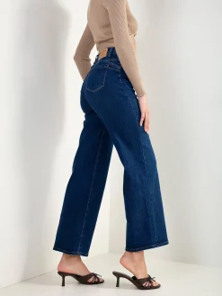 Calças ganga wide leg com efeito push-up