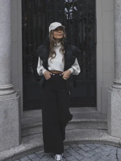 Calças ganga wide leg pretas