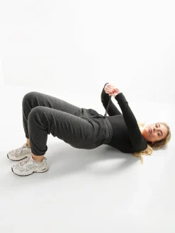 Calças jogger em malha canelada