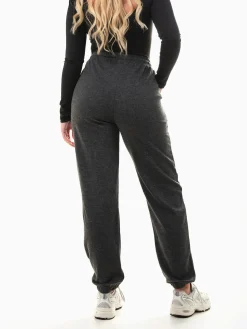 Calças jogger em malha canelada