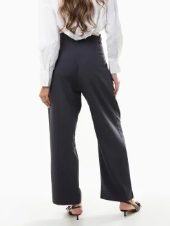 Calças largas alfaiataria cintura dupla