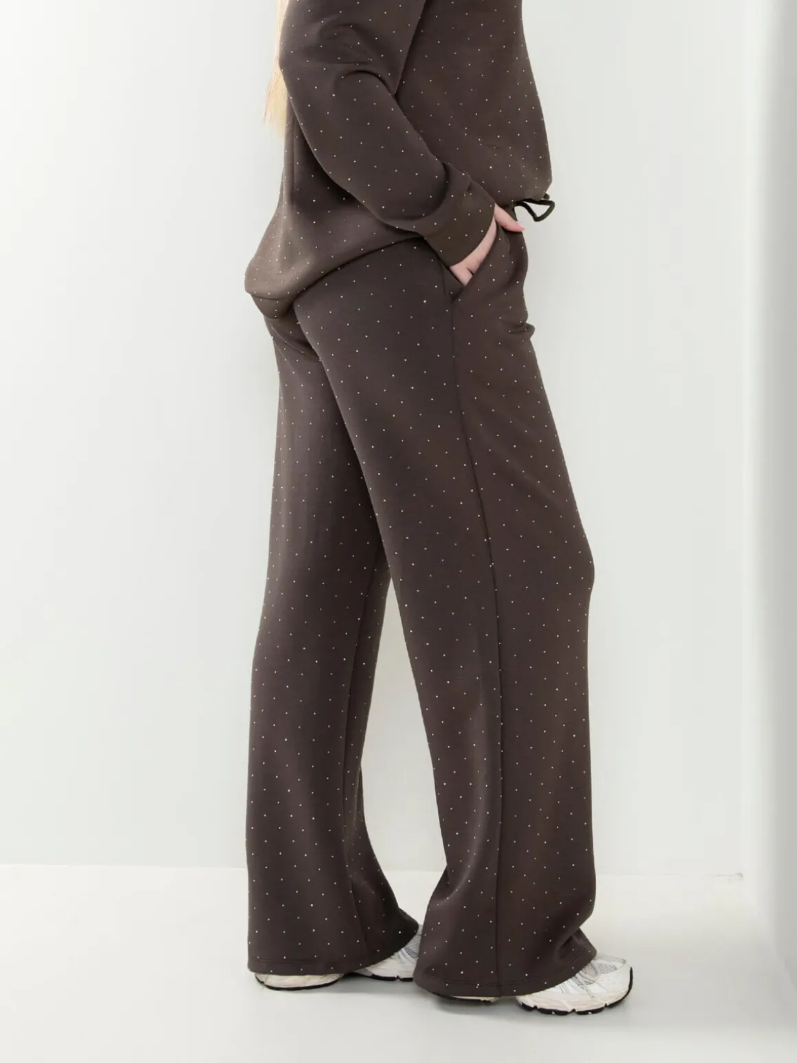 Calças malha com strass