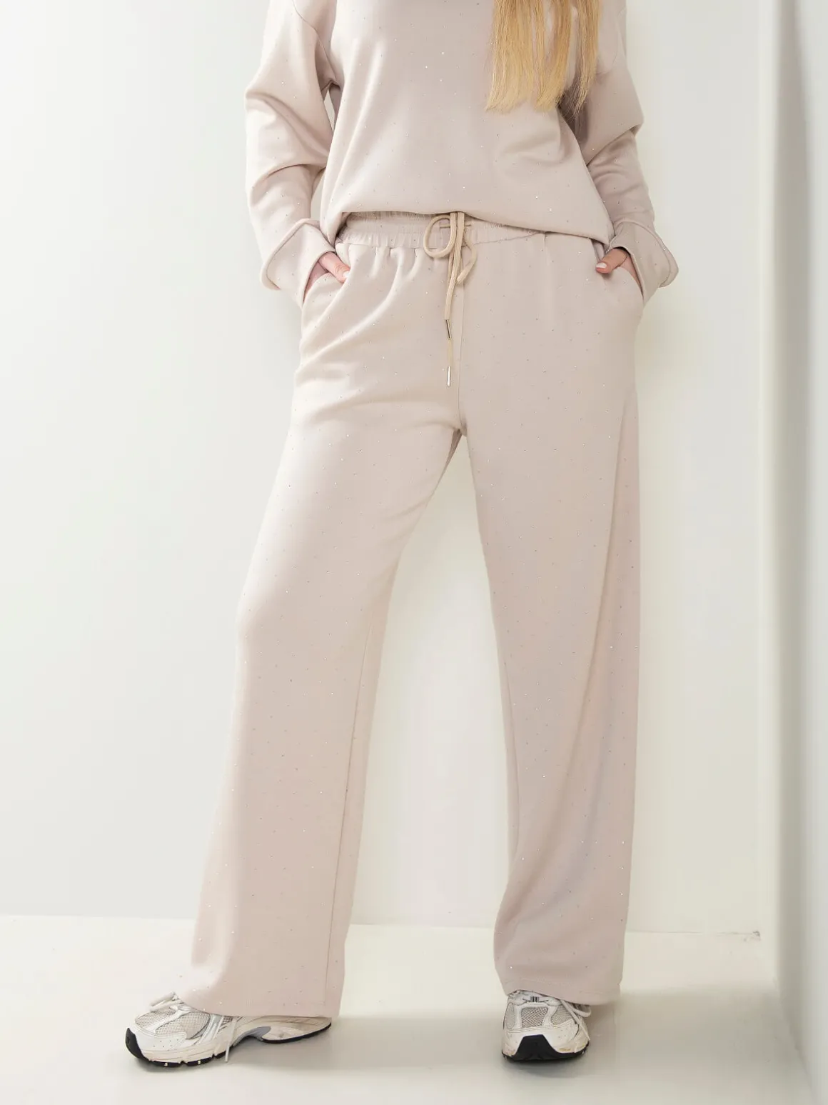 Calças malha com strass