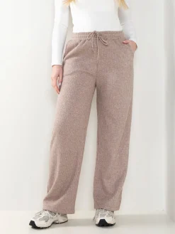 Calças malha largas interior cardado