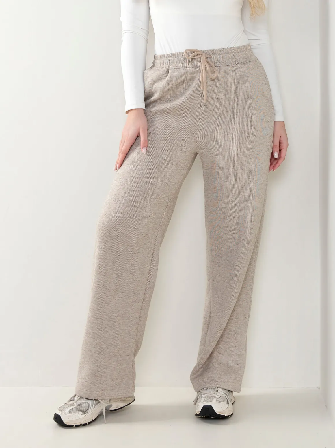 Calças malha nervuras interior polar