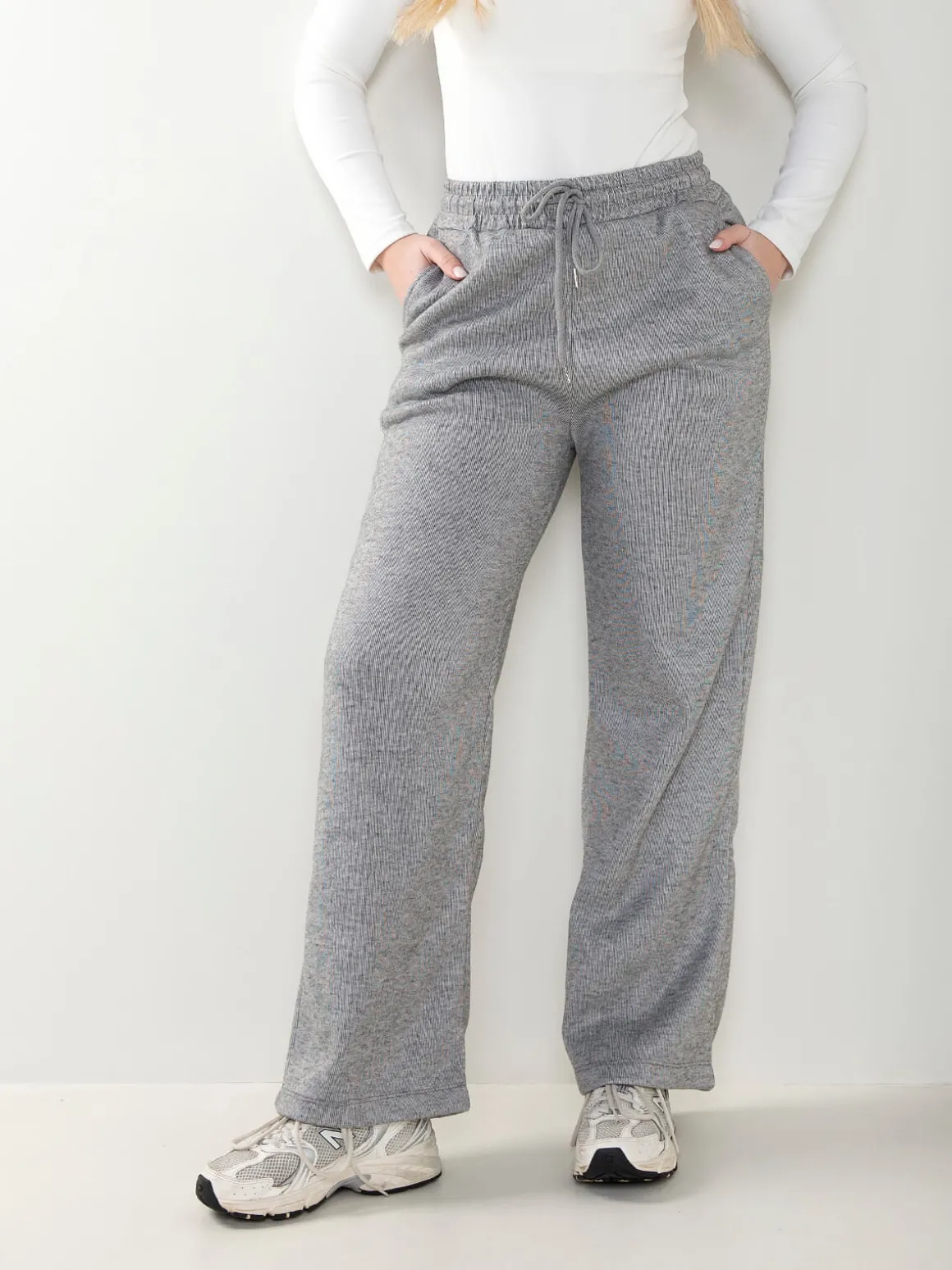 Calças malha nervuras interior polar