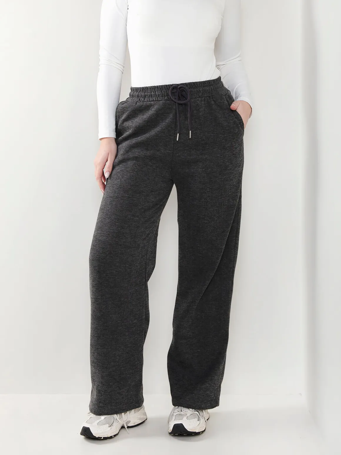 Calças malha nervuras interior polar