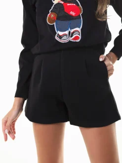 Calções alfaiataria com cintura alta